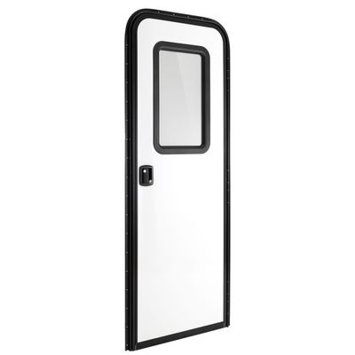 26&quot; x 72&quot; Entry Door with Window - Right Hinge - White with Black Frame