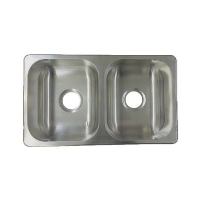 Lippert Double Basin Kitchen Sink - Stainless Steel - 27" x 16" x 7"