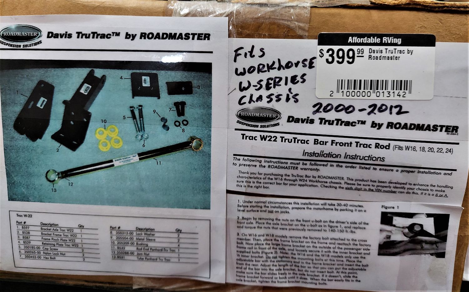 Davis TruTrac by Roadmaster - Fits Workhorse W-Series Chassis 2000-2012