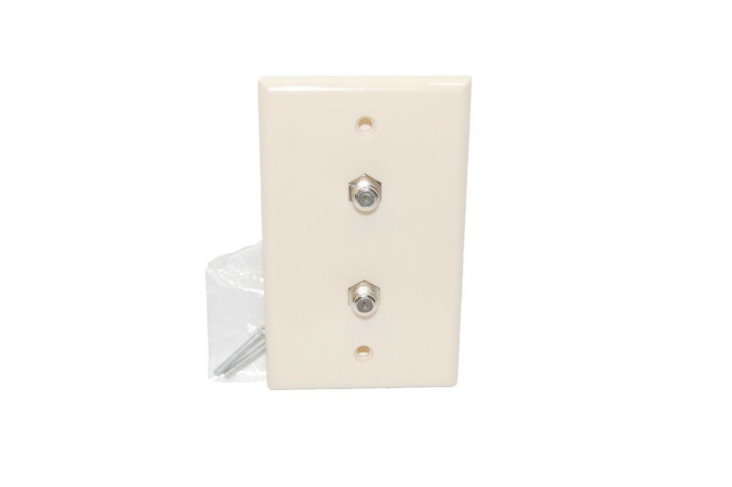 Steren Double Coax Wall Plate Connector Almond
