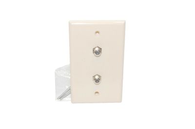 Steren Double Coax Wall Plate Connector Almond