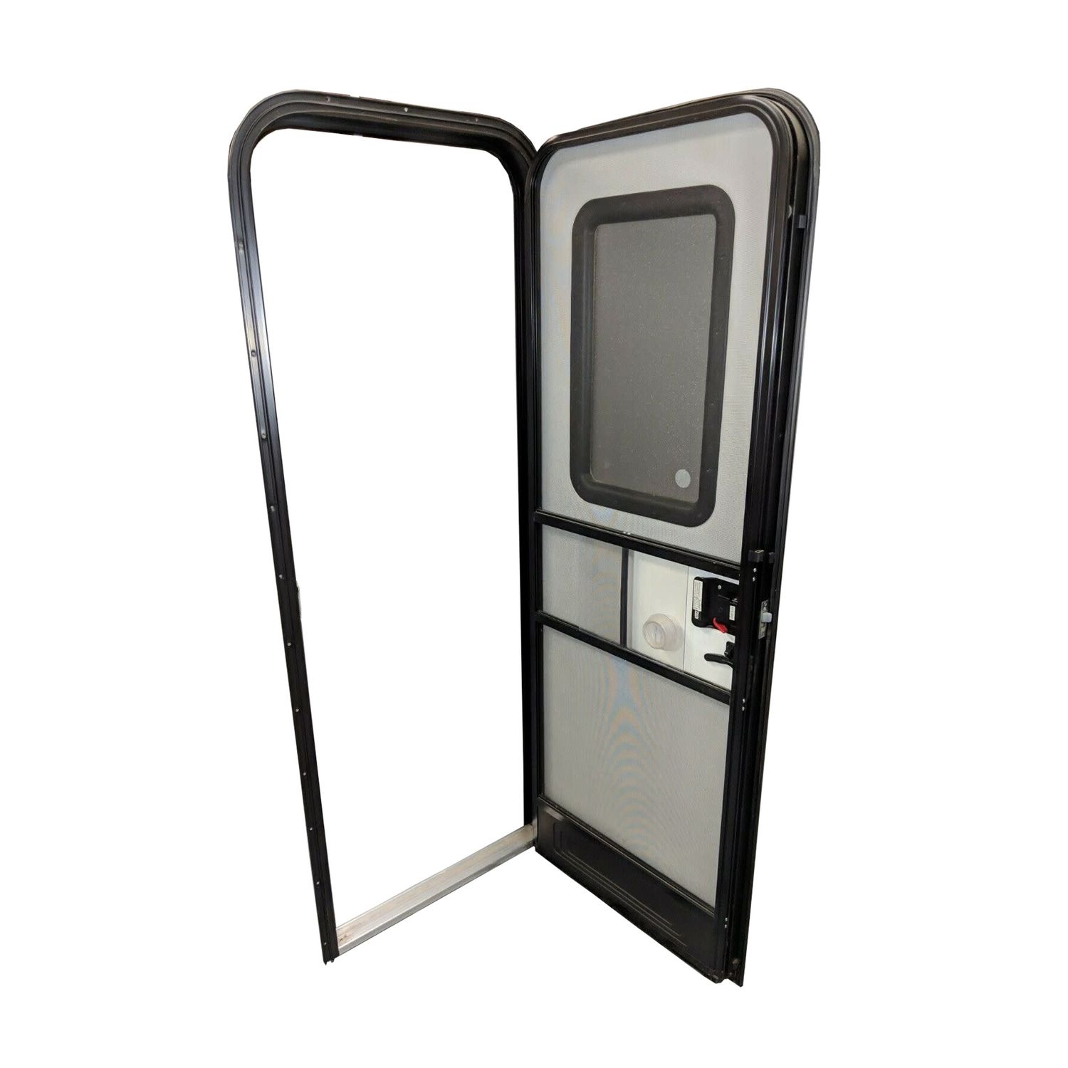 26&quot; x 72&quot; Entry Door with Window - Light Gray with Black Frame
