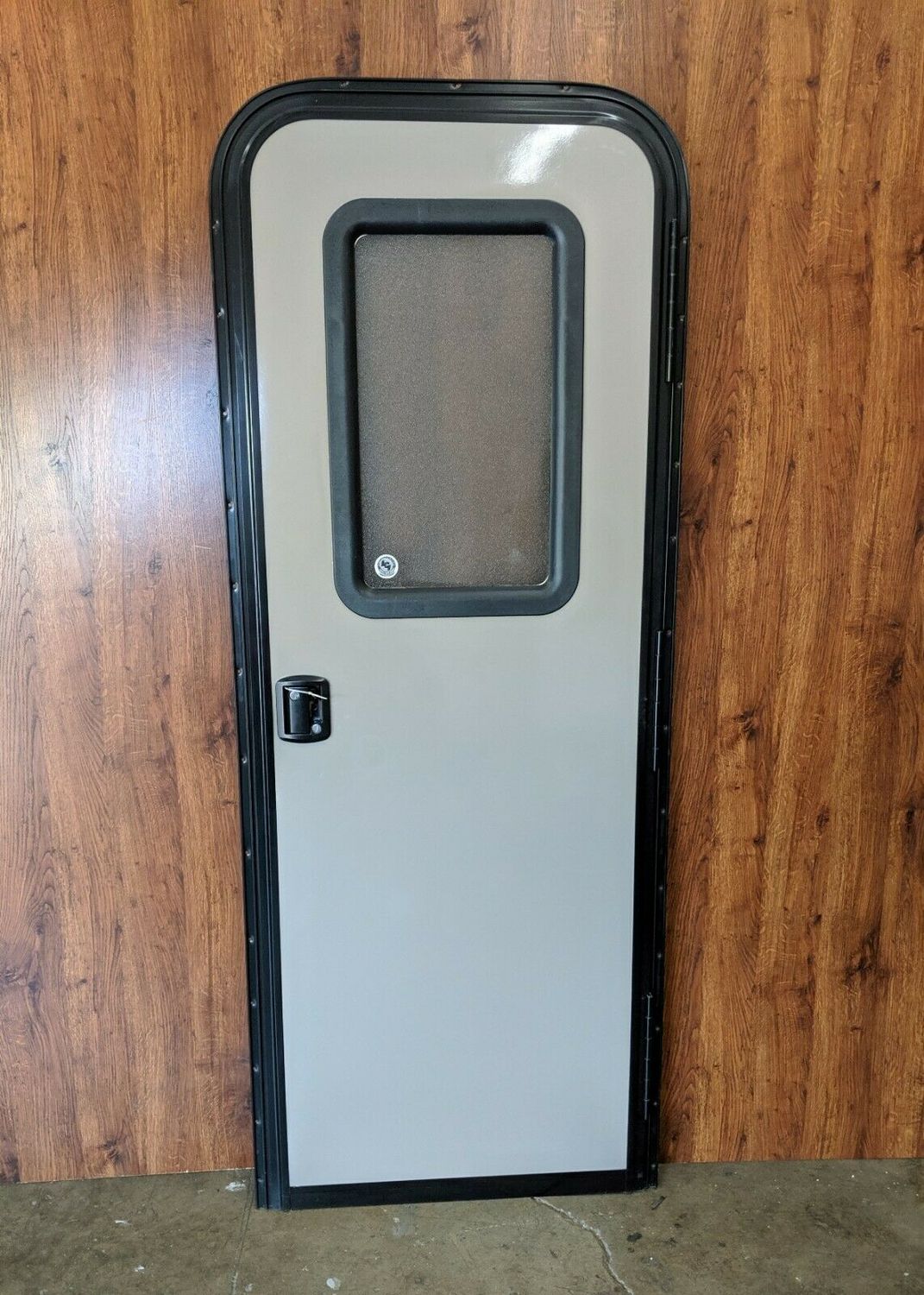 26 1/2&quot; x 72&quot; RV Entry Door Tan with Black Trim with Window