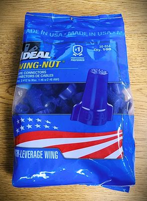 Ideal Wing-Nut - Min. 3 #12 AWG to Max. #6 w/2 #8 AWG - Blue - 100 Pack