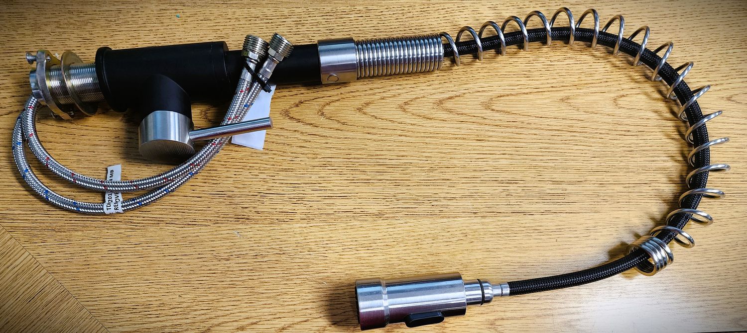 Faucet Kitchen High Spout with Spring Sprayer - Black