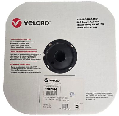 Velcro Nylon Loop 1&quot; x 25 Yards Black