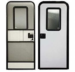 24&quot; x 72&quot; Entry Door  - Right Hinge - White with Black Frame