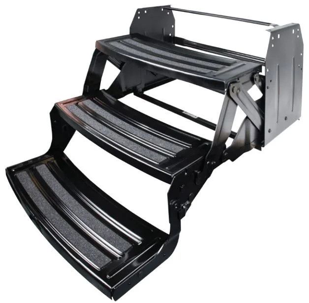 Lippert Triple Entry Step - 27&quot;W x 16&quot;H x 7&quot; Rise - Black