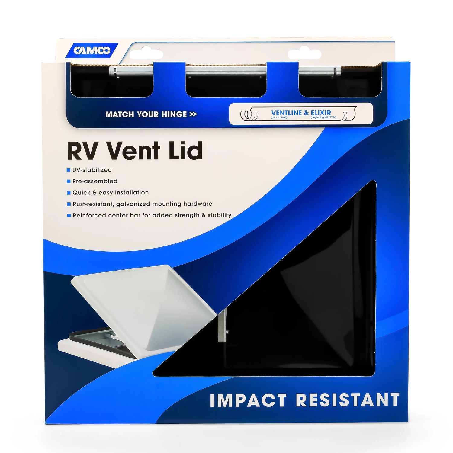 Camco 40177 - Roof Vent Lid - 14&quot; x 14&quot; - Ventline &amp; Elixir - Black
