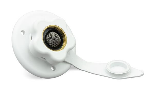 B &amp; B Molders Fresh Water Inlet /Fill Flush Mount with Flange - White Brass - PN 94214