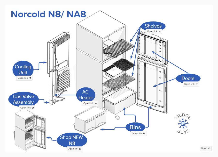 Norcold 8 cu ft RV Refrigerator; NA8LXR; 2 Way