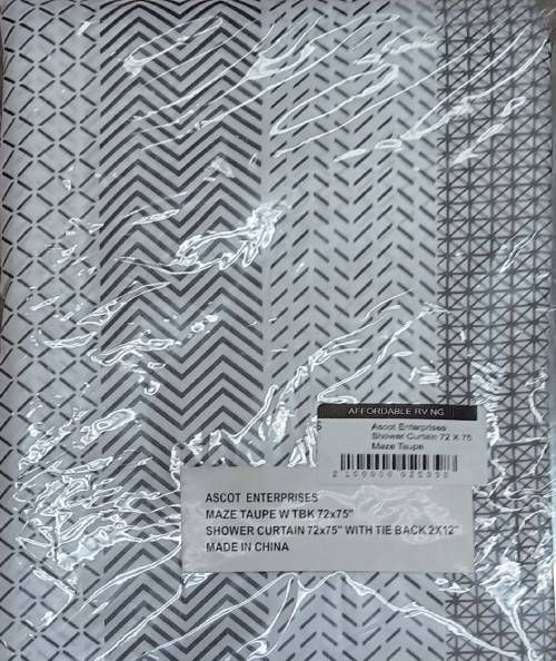 Ascot Enterprises Shower Curtain - 72&#39; X 75&#39; - Maze Taupe