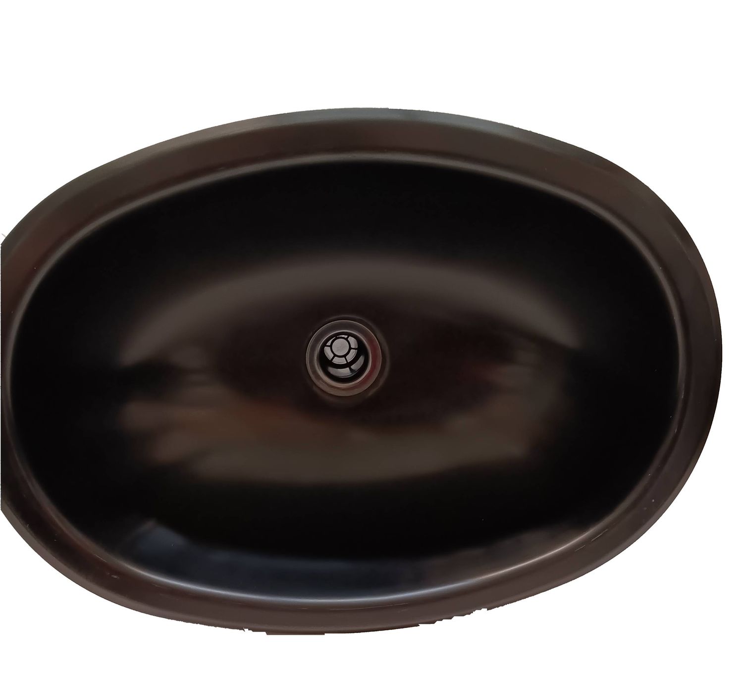 Lavatory Sink with Drain-Pipe - Oval - 18.73&quot; x 11.81&quot; x 4.72&quot; - Black Metal