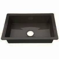 Kitchen Sink - Black Single Basin - 26 7/8&quot; x 16&quot; x 6 3/4&quot; - With Drain