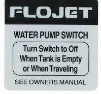 Flojet Water Pump Switch Decal