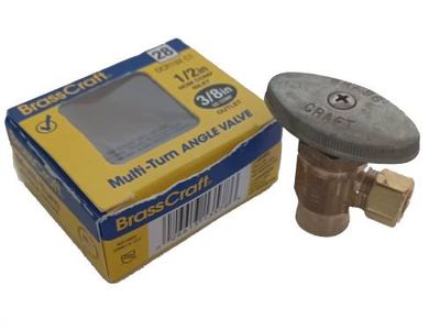 BrassCraft Multi-Turn Angle Valve - 1/2&quot; nom comp inlet - 3/8&quot; comp outlet