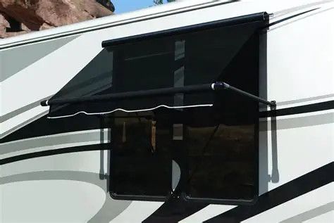 Carefree Window Awning with Weather Cover - Awning Rail &amp; Arms