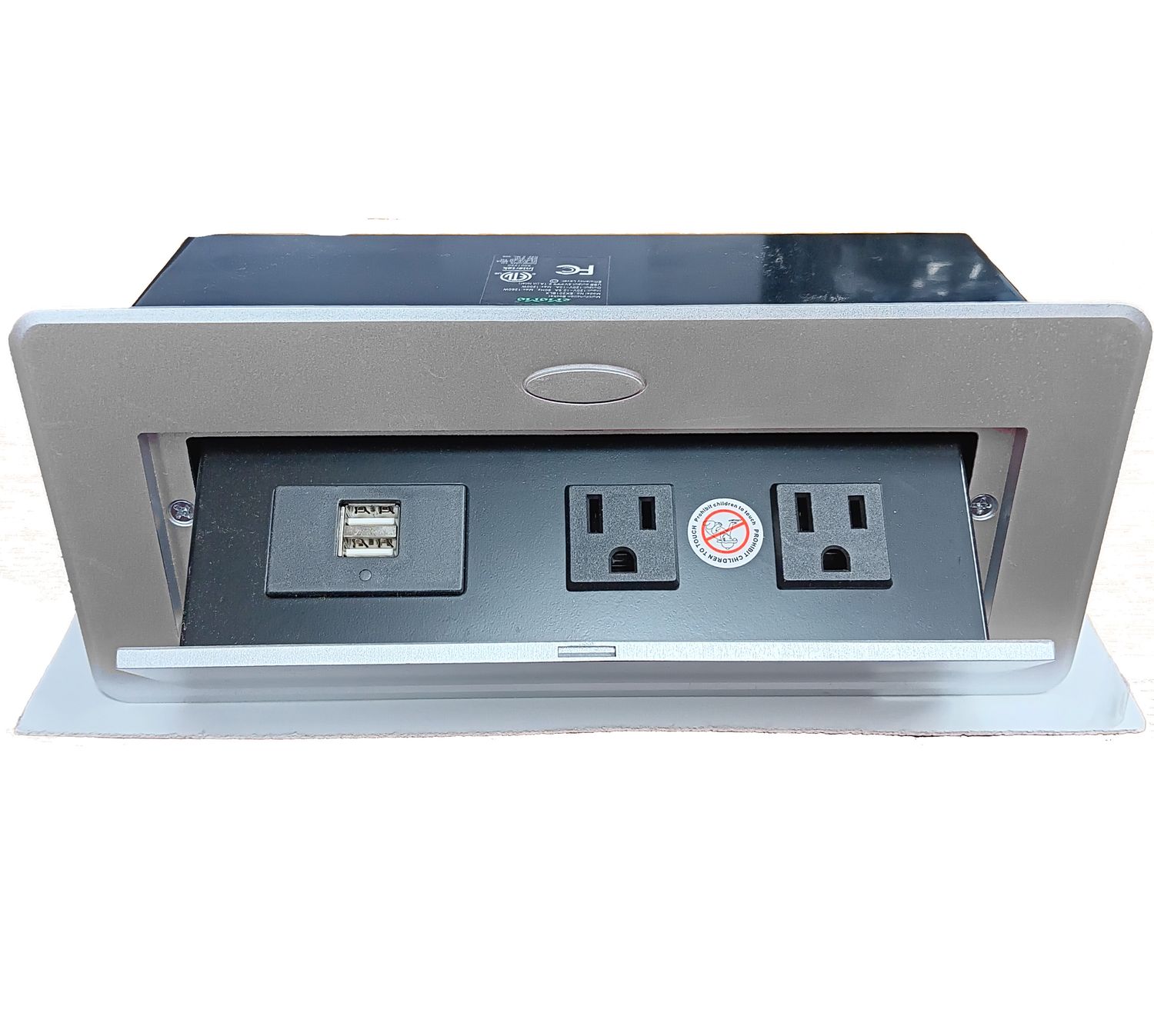 Power Strip Pop Up Charging Station - 120V, 10A - 2 Electrical Plug-Ins, 2 USB Plug-Ins