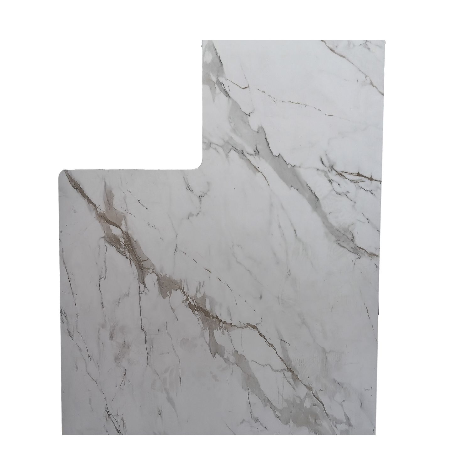 L-Shaped Table Top - White Marble