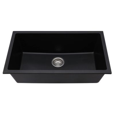 Kitchen Sink - Black Plastic Single Basin - 23" x 12" x 7" - With Drain