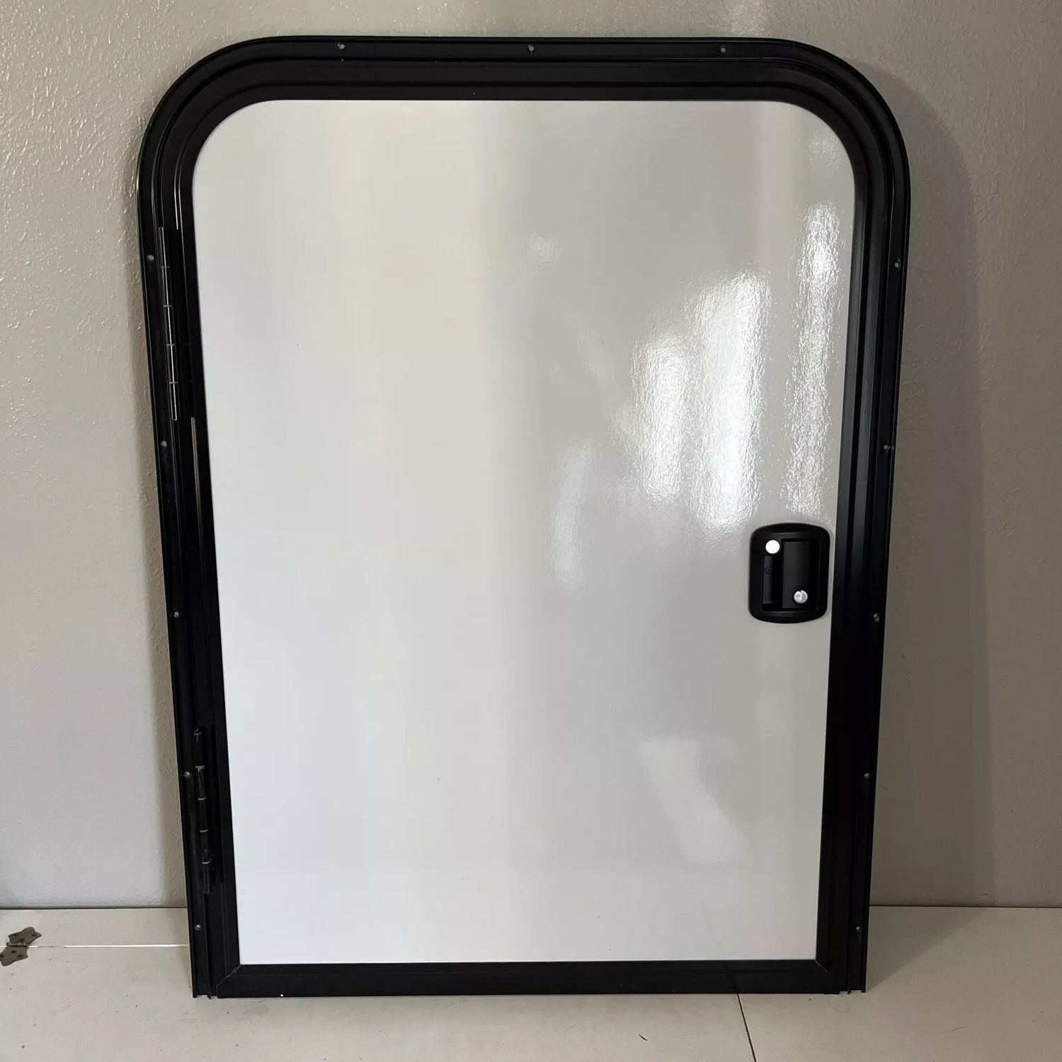 29 1/2" x 43 1/2" Entry Door - Teardrop - Right Hand - White with Black Frame