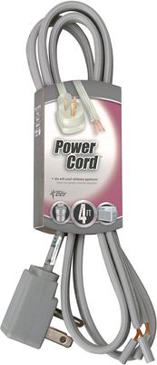 Coleman Cable - 09734 16/3 Appliance Replacement Power Cord with Right Angle Plug