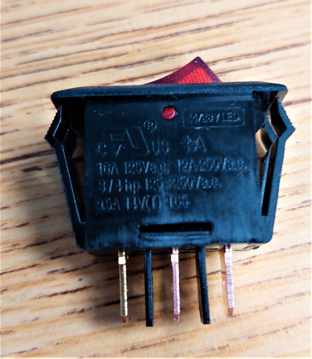 Switch On/Off - Lighted Red - 1" x 7/16"