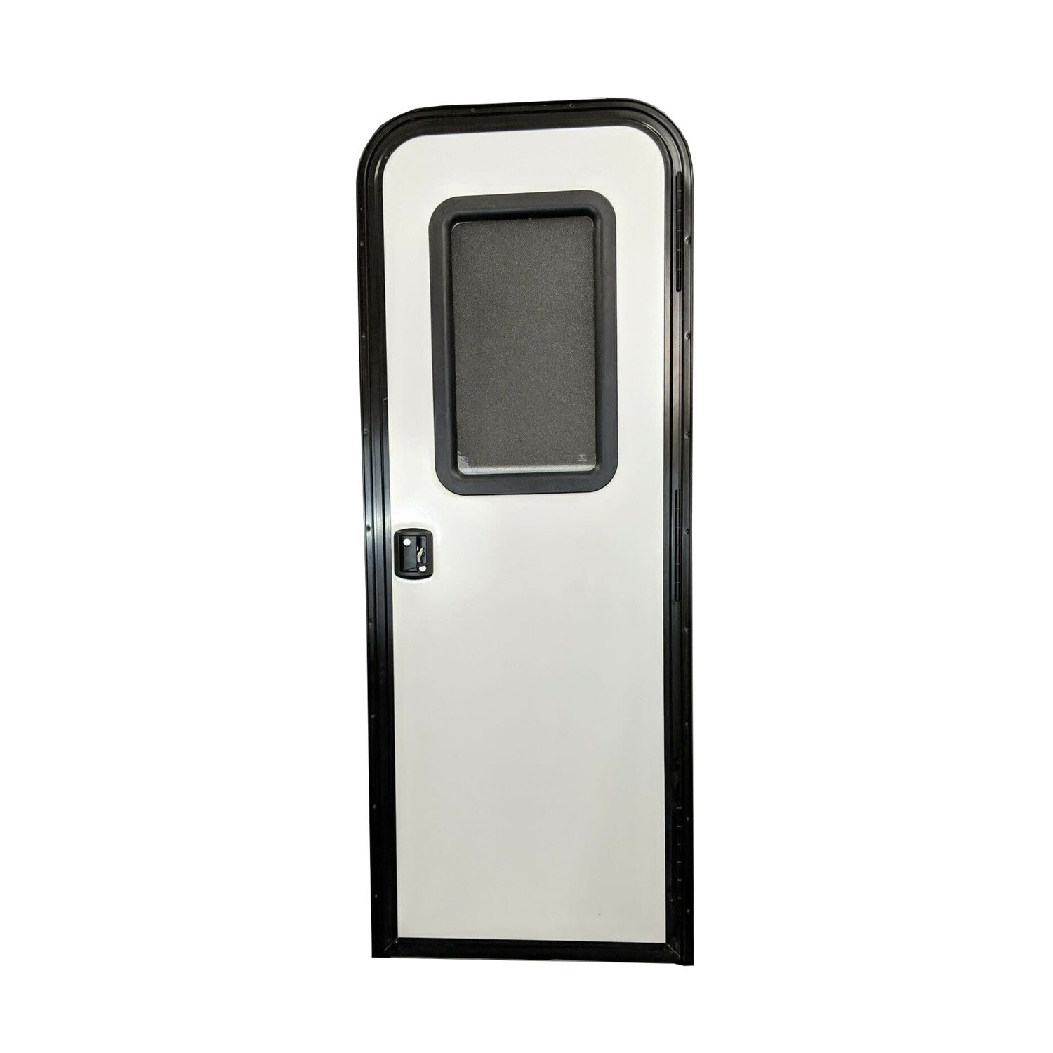 26" x 72" Entry Door with Window - Right Hinge - White with Black Frame - tinted