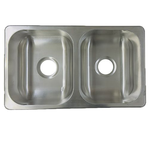 Lippert Double Basin Kitchen Sink - Stainless Steel - 27" x 16" x 7" - No Drains