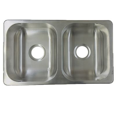 Lippert Double Basin Kitchen Sink - Stainless Steel - 27" x 16" x 7" - No Drains