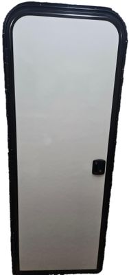 26" x 72" Entry Door - Right Hinge - No Window - White with Black Trim