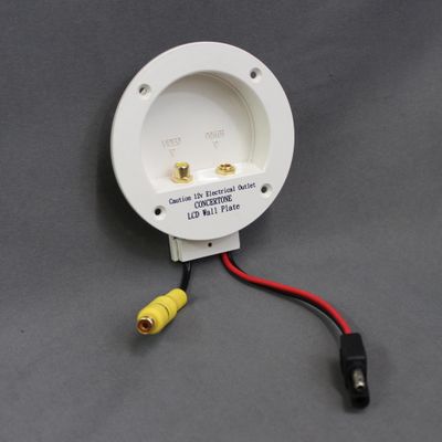 Concertone 12V RV White Round LCD Wall Plate w/Video &amp; Power Input PN: WPTFT