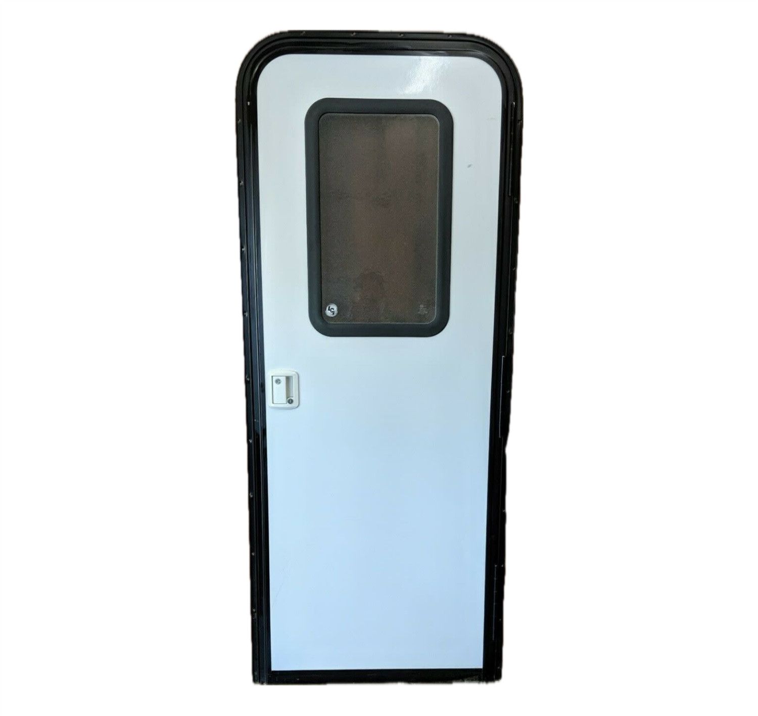 28" x 72" Entry Door with Window - Right Hinge - White with Black Frame