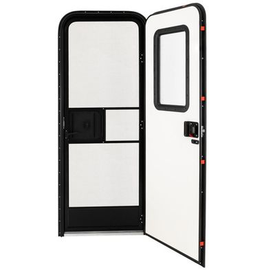 28" x 72" Entry Door with Window - Right Hinge - White with Black Frame