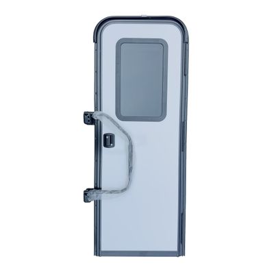 26" x 72" Entry Door with Grab Handle - White with Black Frame