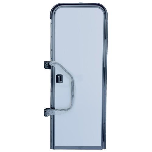 26" x 72" Entry Door with Grab Handle - White with Black Frame