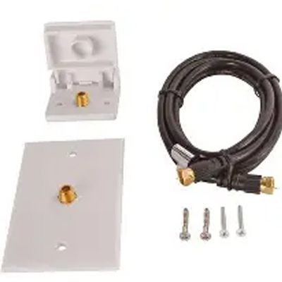 RV Designer - TV Service Kit with Exterior Jack/ Interior Wall Plate - 6' Cable