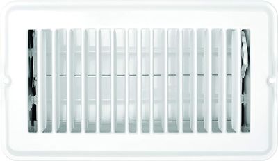 RV Designer White Floor Register with Damper - 4" x 8"
