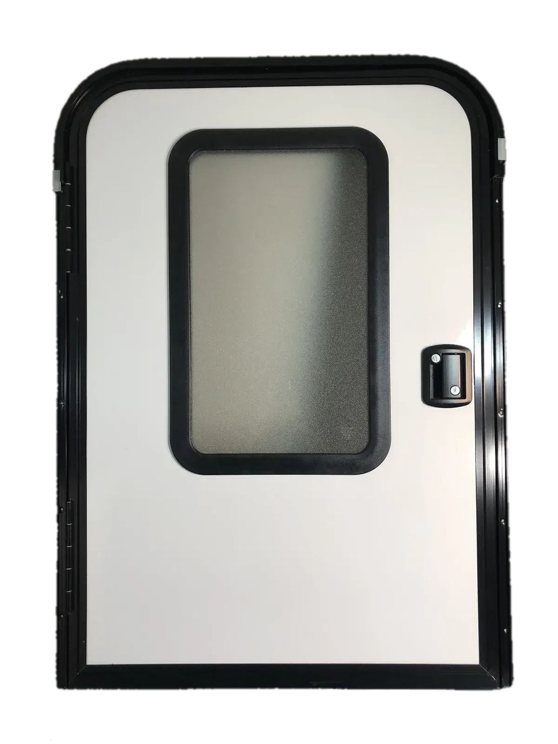 30" x 43½" Entry Door with Window - Teardrop - White with Black Frame