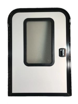 30" x 43½" Entry Door with Window - Teardrop - White with Black Frame