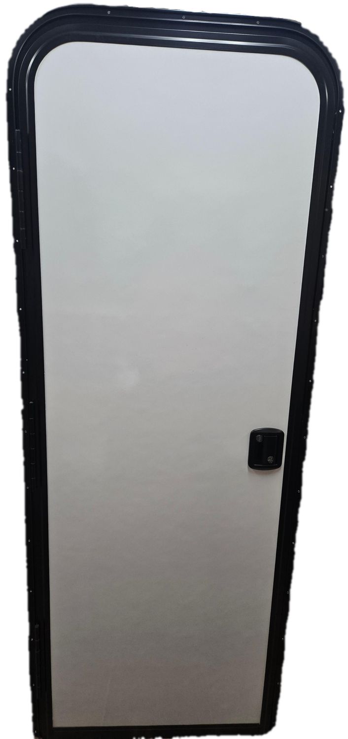 26" x 72" Entry Door - Right Hinge - No Window - White with Black Frame
