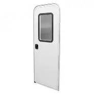 26" x 72" Entry Door with Window Shade - Right Hinge - White with White Frame