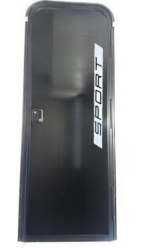 26" x 72" Entry Door - Right Hinge - Full Black Glass Front with SPORT Sticker