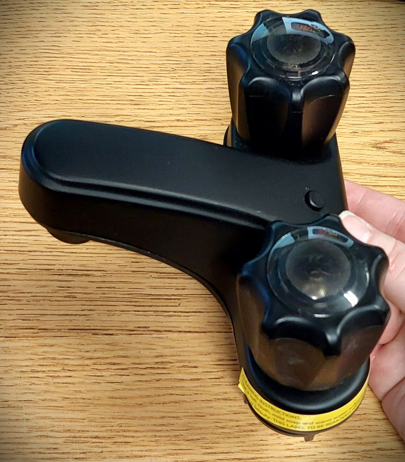 RV Bathroom Faucet - Black with Black Handles