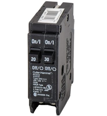 120/240 vac Circuit Breaker 20/30 Amp Duplex Breaker - Fits To Load Center - Lug Terminal Two 1 Pole - Manual Reset