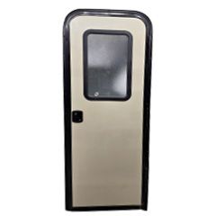 26" x 72" Entry Door with Window - Tan with Black Frame - Textured Surface