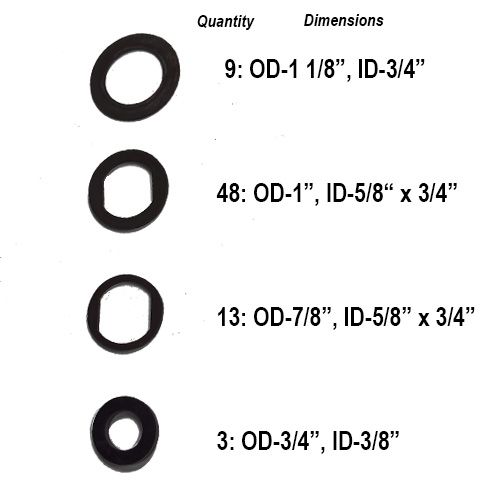 Assorted Sizes Rubber Washers - 73 Washers