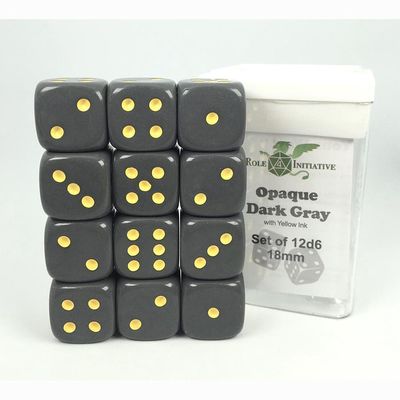 12d6 18mm Opaque Dark Gray/YLW
