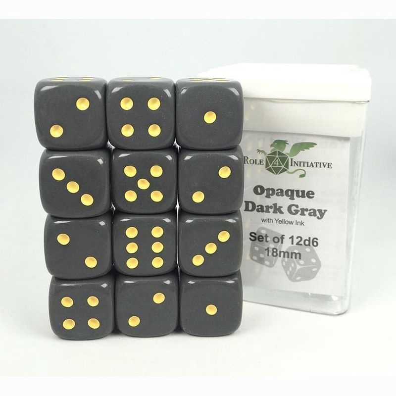 12d6 18mm Opaque Dark Gray/YLW