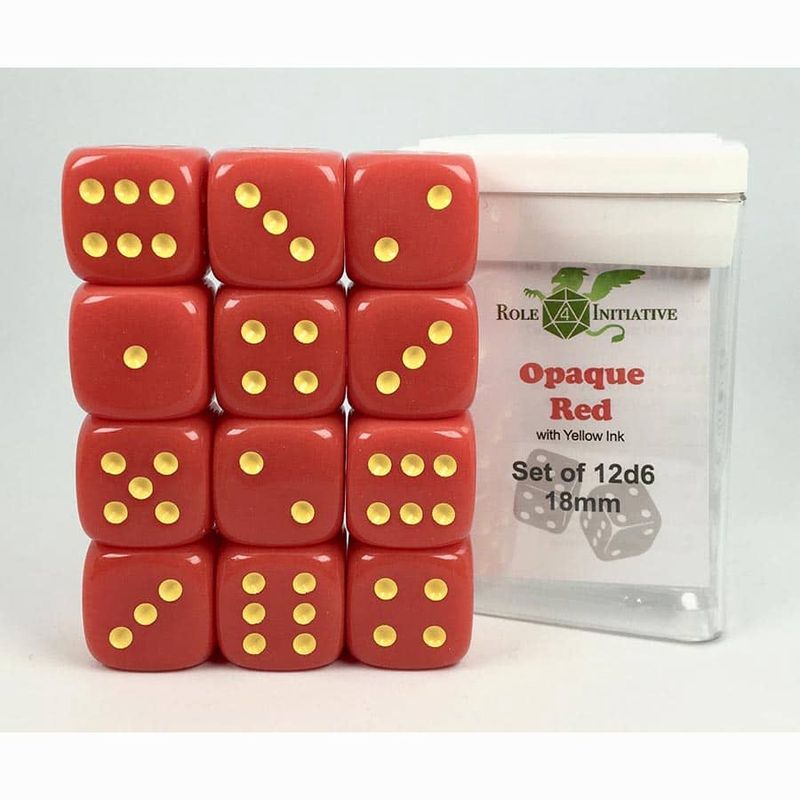 12d6 18mm Opaque Red w/YLW